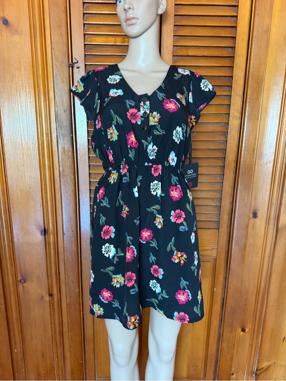 Rare Tucker for Target Floral Mini Dress Black Size M NWT